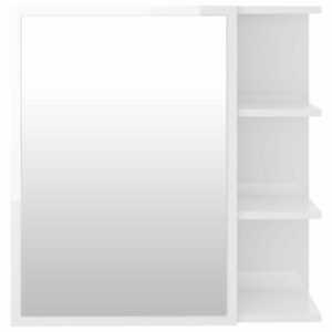 Greatstore Zrcadlová skříňka bílá vysoký lesk 62,5×20,5×64 cm dřevotříska