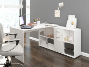Nejlevnější nábytek Psací stůl ROTHING pravý, barva: bílá/bílý lesk, 5 let záruka