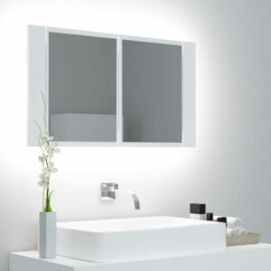 shumee LED koupelnová skřínka se zrcadlem bílá 80x12x45 cm
