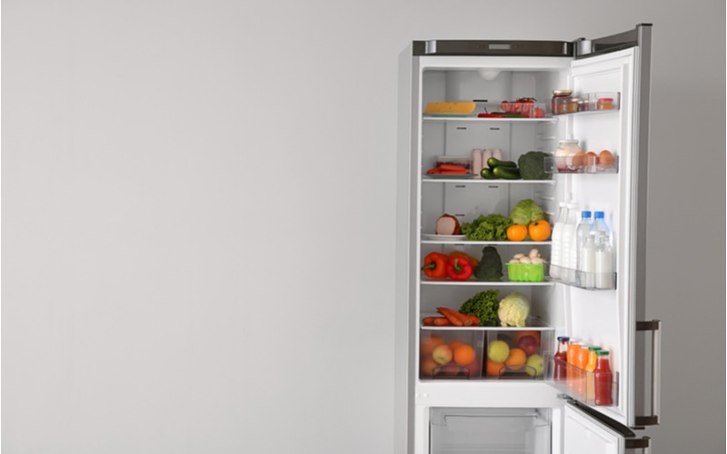 Teplota v ledničce - otevřená lednička v kuchyni