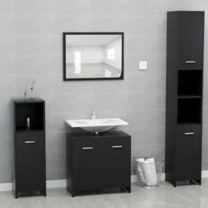 Vidaxl Set koupelnového nábytku černý dřevotříska