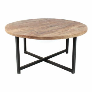Černý konferenční stolek s deskou z mangového dřeva LABEL51 Dex, ⌀ 60 cm | Bonami