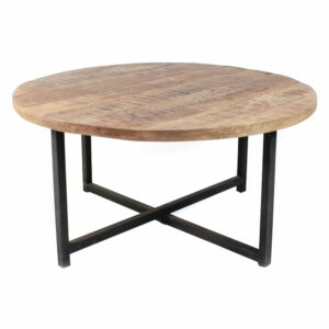 Černý konferenční stolek s deskou z mangového dřeva LABEL51 Dex, ⌀ 80 cm | Bonami