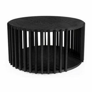Černý konferenční stolek z dubového dřeva Woodman Drum, ø 83 cm | Bonami