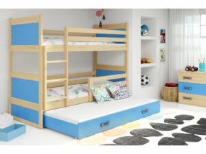 Dětská patrová postel s přistýlkou RICO 3| borovice 80 x 190 cm