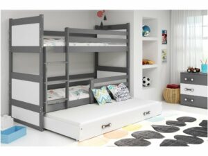 Dětská patrová postel s přistýlkou RICO 3 | šedá 90 x 200 cm