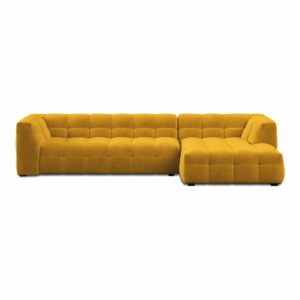 Žlutá sametová rohová pohovka Windsor & Co Sofas Vesta, pravý roh | Bonami