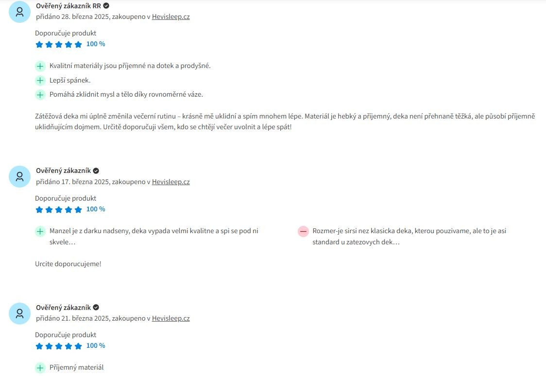 Zkušenosti Hevi Blanket zátěžová deka na Heurece