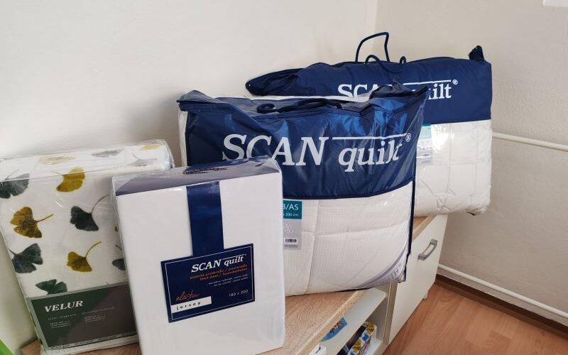 SCANquilt recenze - polštář, přikrývka Medic Silver, prostěradlo jersey, povlečení velur ginko - zkušenosti