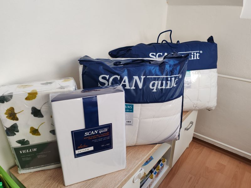SCANquilt recenze - polštář, přikrývka Medic Silver, prostěradlo jersey, povlečení velur ginko - zkušenosti